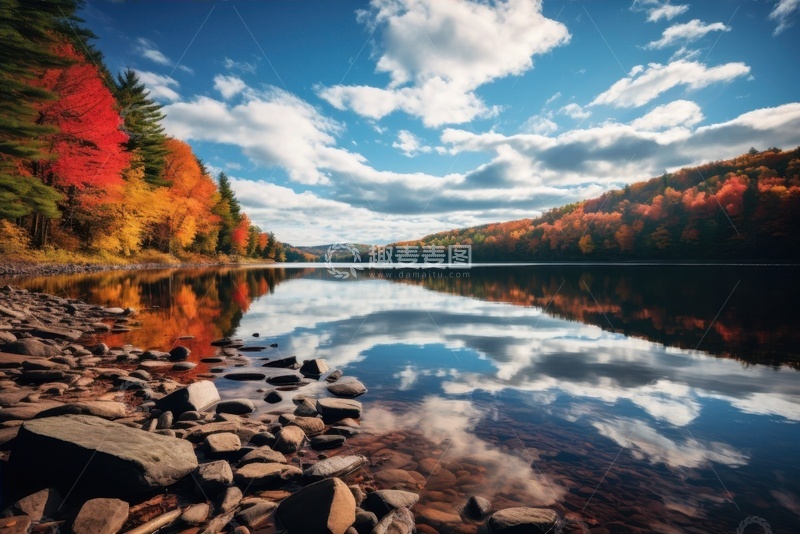 高清大图下载【趣麦麦图】远山森林湖泊美景