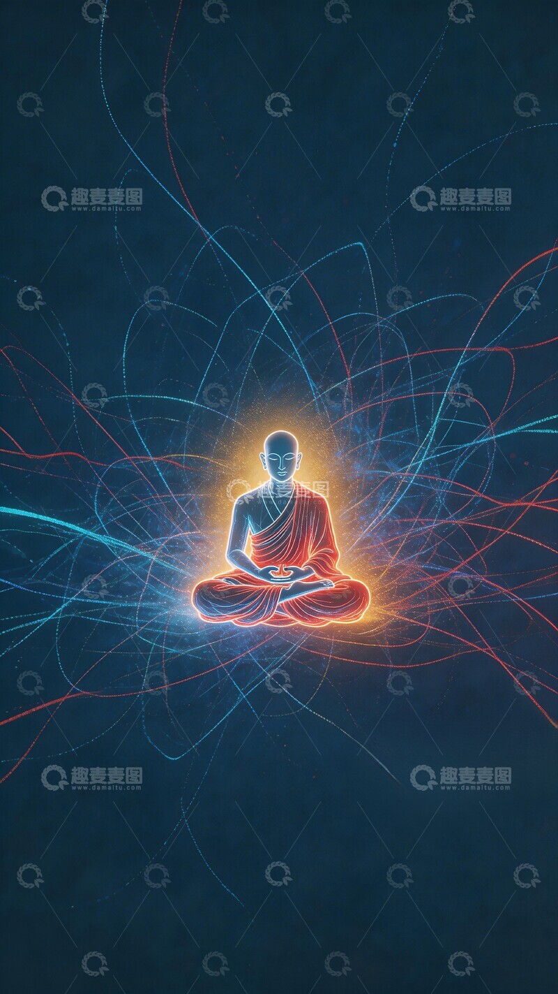 高清大图下载【趣麦麦图】禅境光影冥想艺术插画