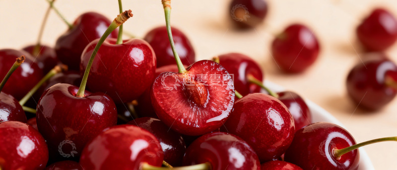 高清大图下载【趣麦麦图】鲜艳樱桃特写摄影图片蔬菜