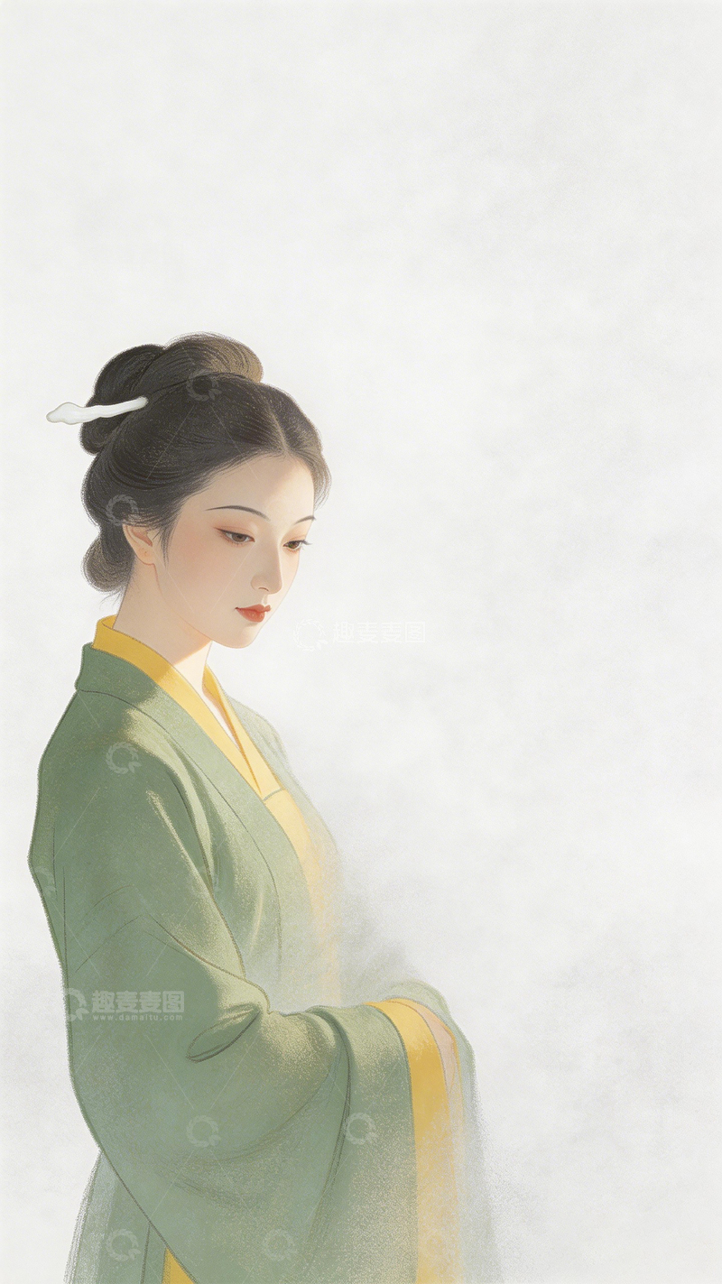 高清大图下载【趣麦麦图】古风仕女插画素材