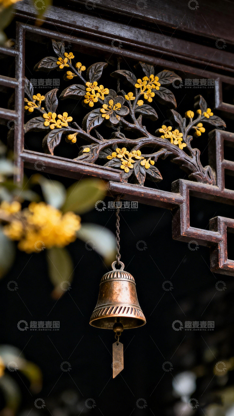 高清大图下载【趣麦麦图】古典雕花铜铃风景摄影