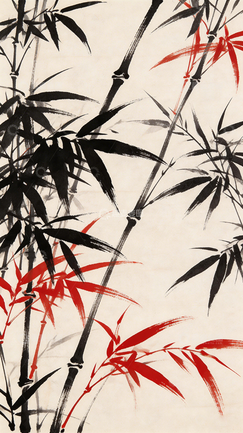 高清大图下载【趣麦麦图】水墨竹子国画装饰画