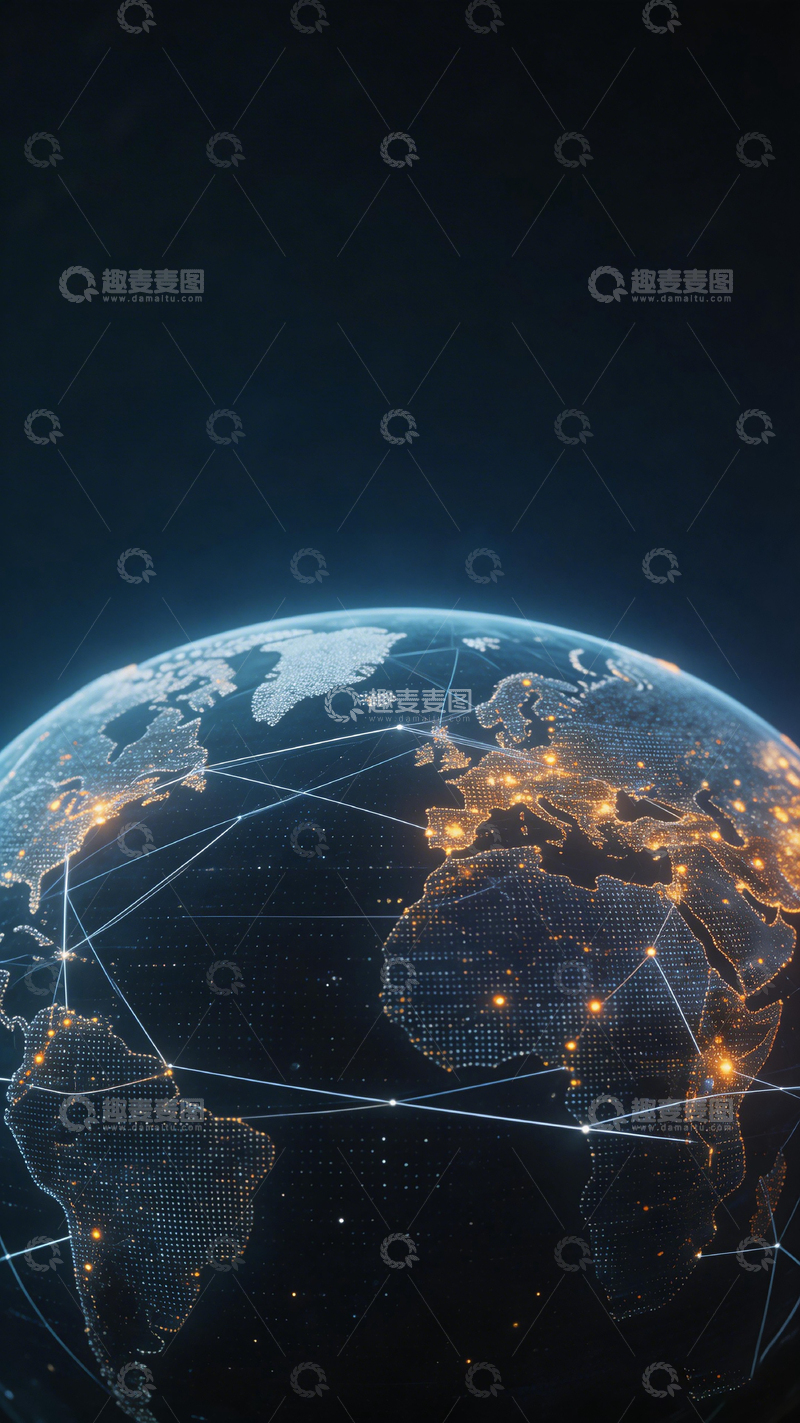 高清大图下载【趣麦麦图】科技感地球网络图