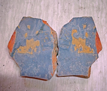 古陶瓷碎片彩绘图案考古研究素材