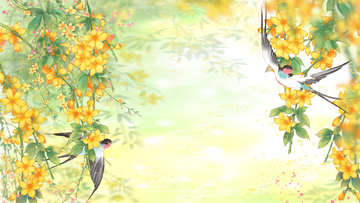 古风迎春花燕子春意盎然花鸟图