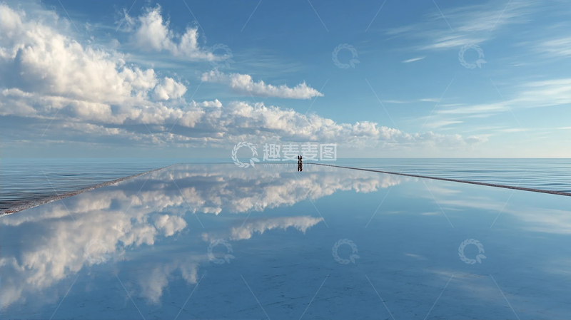 高清大图下载【趣麦麦图】天空之镜：云海与倒影的奇幻旅程