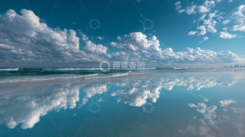 高清大图下载【趣麦麦图】天空倒影海面如镜
