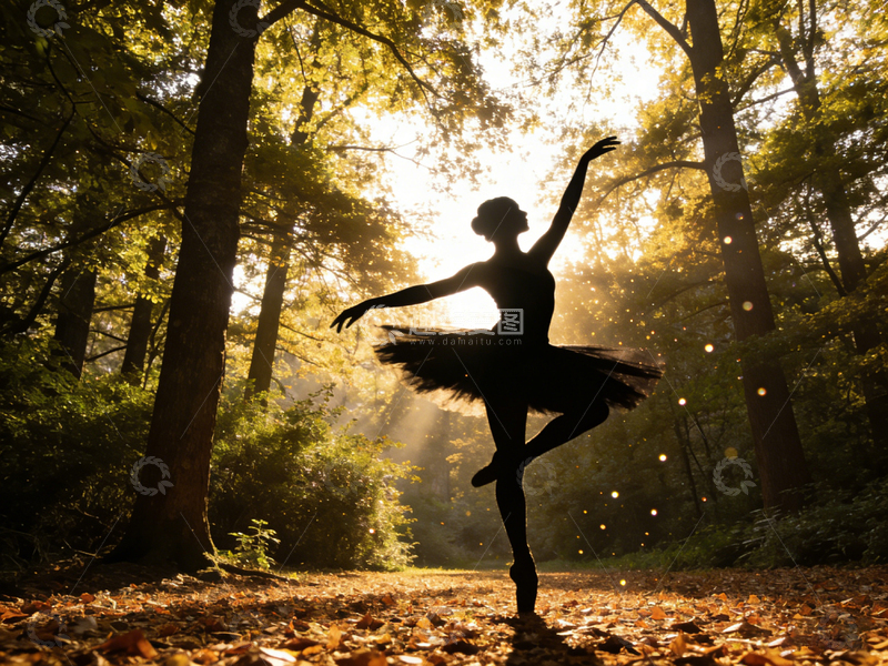 高清大图下载【趣麦麦图】森林芭蕾舞者剪影艺术照