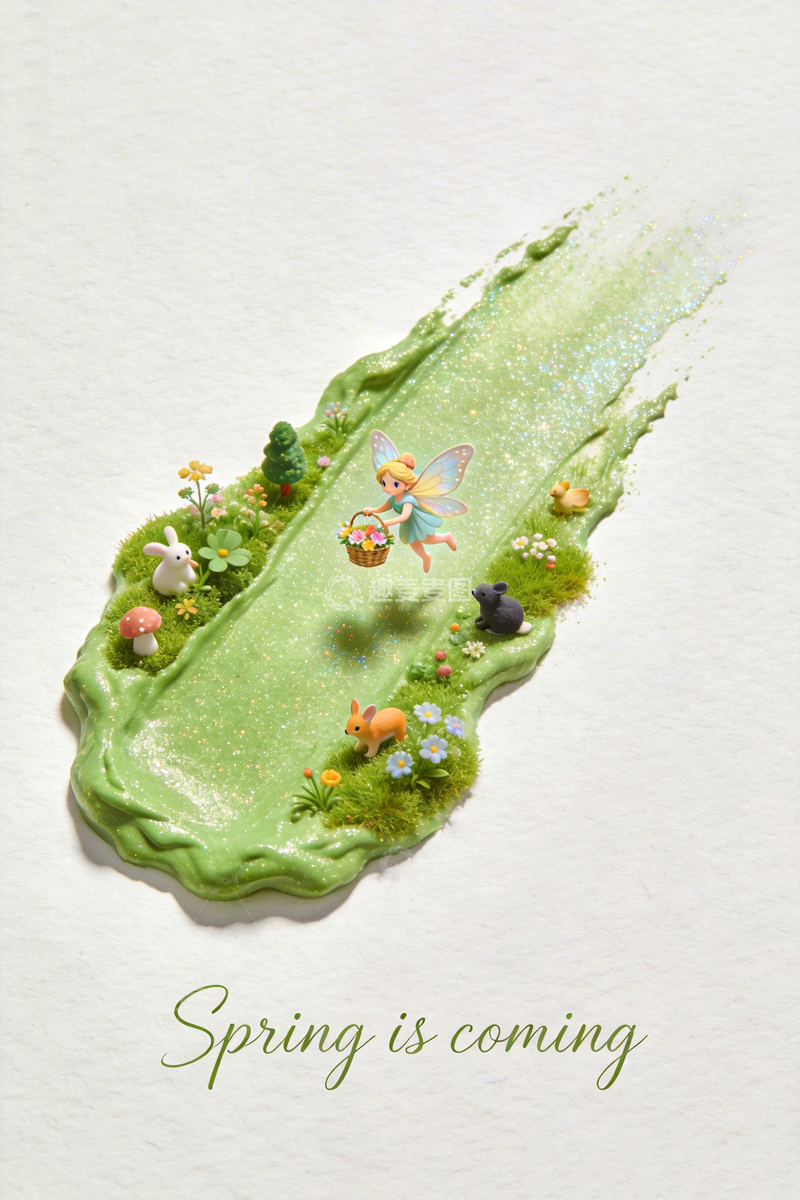 高清大图下载【趣麦麦图】春日精灵草地插画