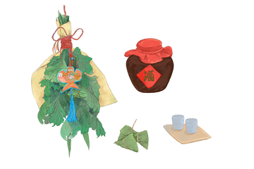 端午习俗插画素材