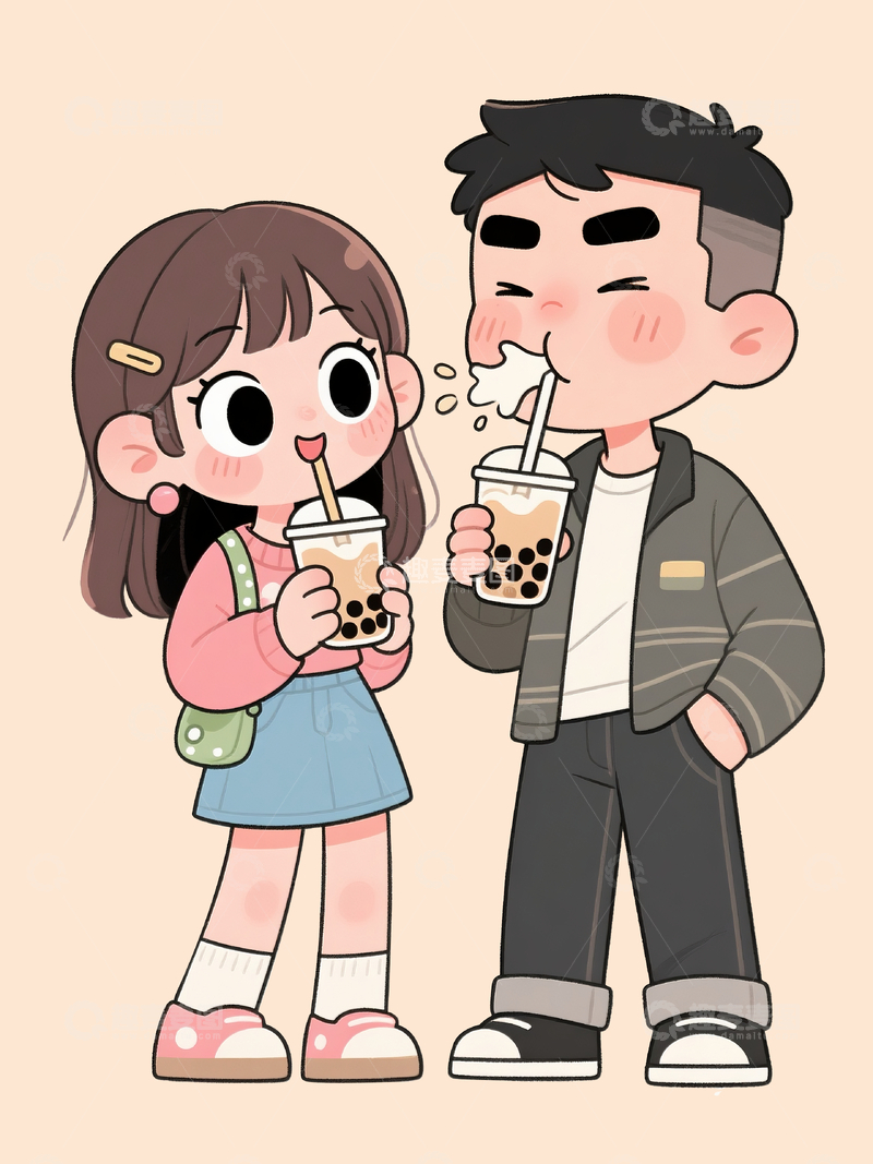 源文件下载【趣麦麦图】卡通搞怪情侣1