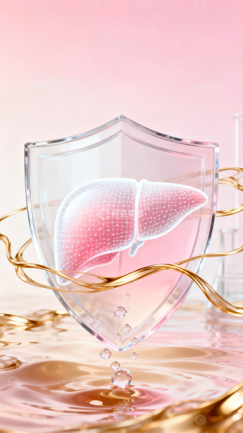 高清大图下载【趣麦麦图】粉色风格护肝海报底图1