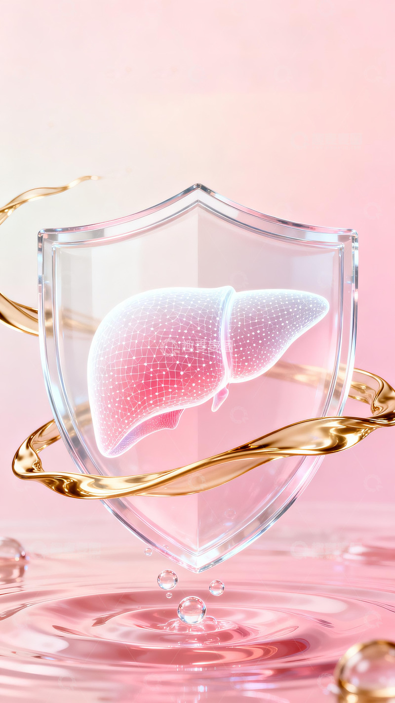 高清大图下载【趣麦麦图】粉色风格护肝海报底图3