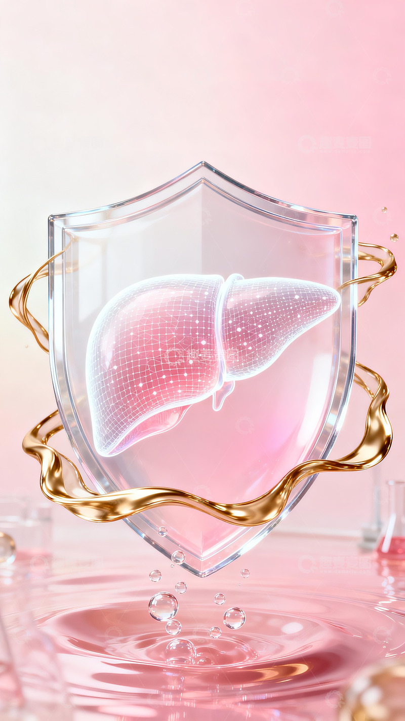 高清大图下载【趣麦麦图】粉色风格护肝海报底图4