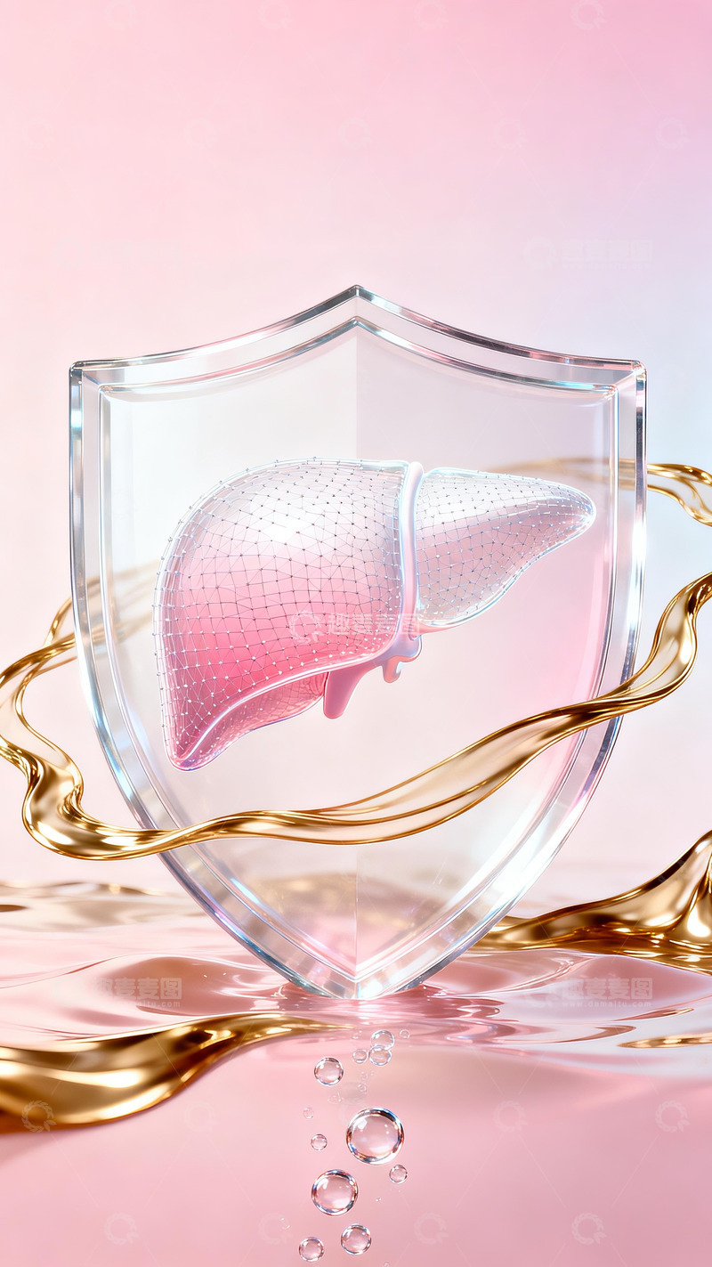 高清大图下载【趣麦麦图】粉色风格护肝海报底图2