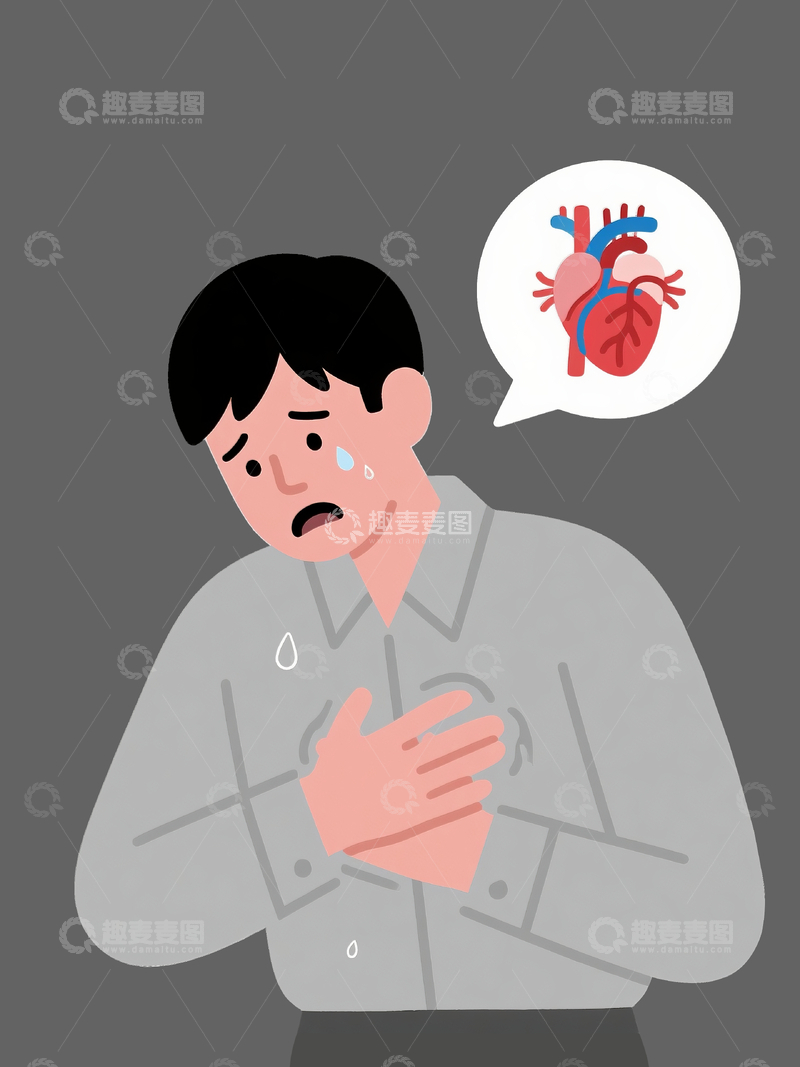源文件下载【趣麦麦图】简笔卡通画心绞痛的年轻人18