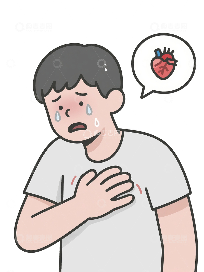 源文件下载【趣麦麦图】简笔卡通画心绞痛的年轻人17