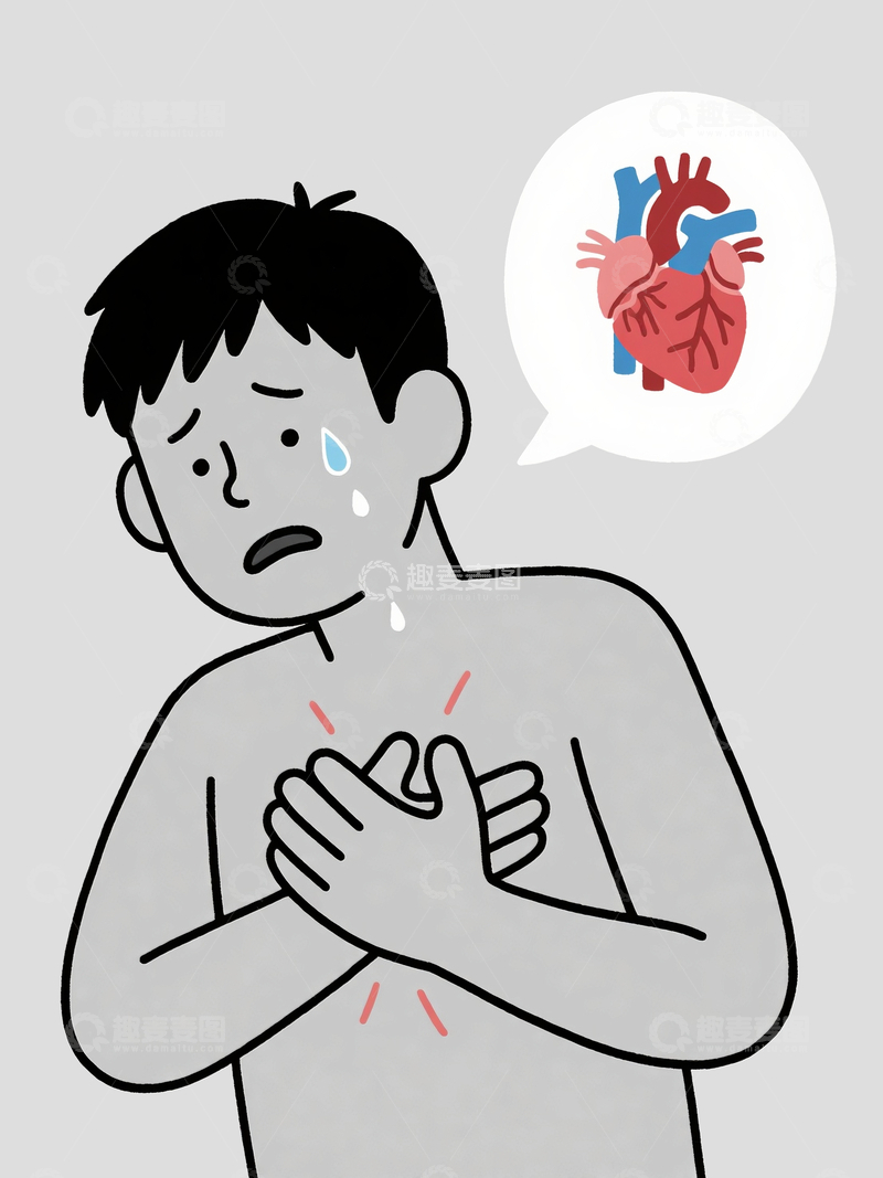 源文件下载【趣麦麦图】简笔卡通画心绞痛的年轻人16