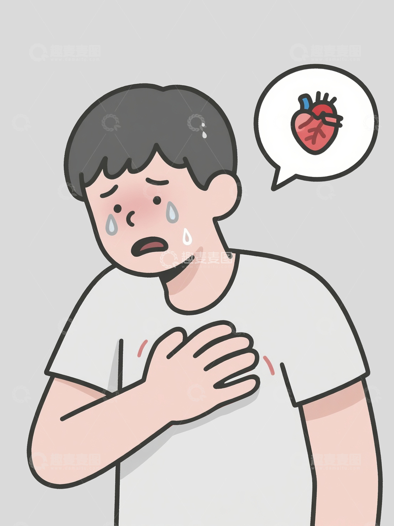源文件下载【趣麦麦图】简笔卡通画心绞痛的年轻人14