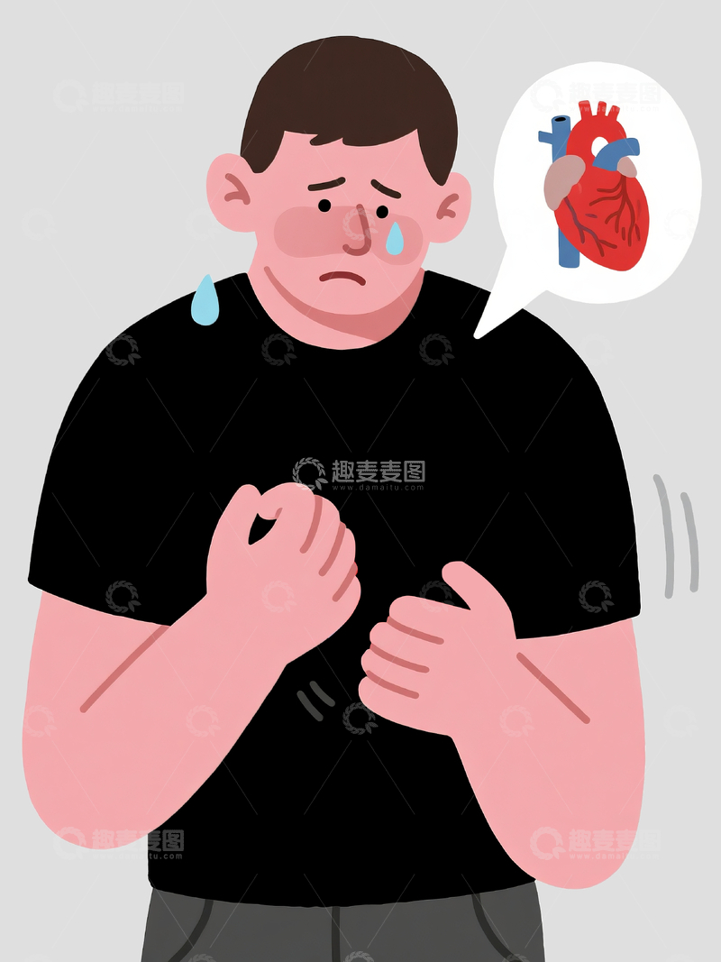 源文件下载【趣麦麦图】简笔卡通画心绞痛的年轻人2