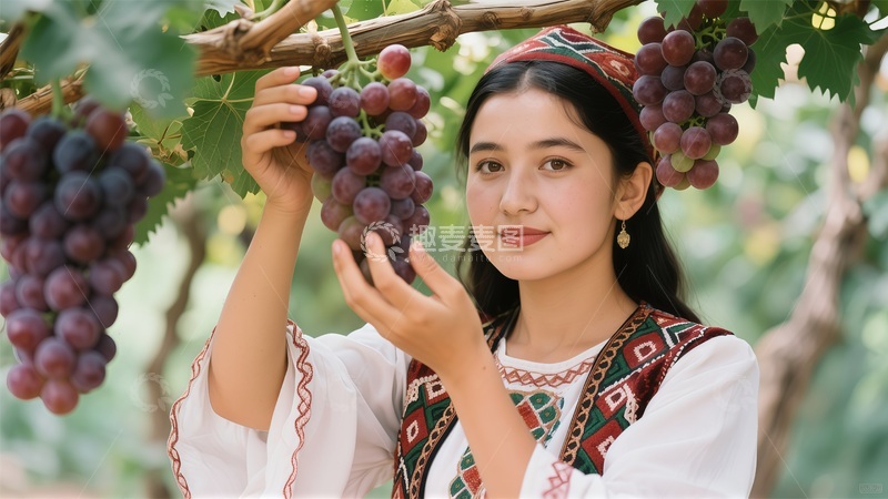 高清大图下载【趣麦麦图】田园风情葡萄采摘美女写真