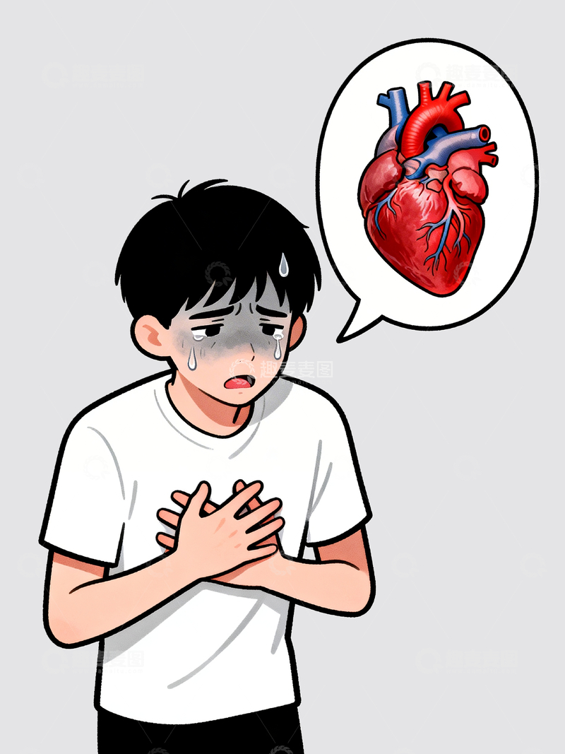 源文件下载【趣麦麦图】简笔卡通画心绞痛的年轻人21