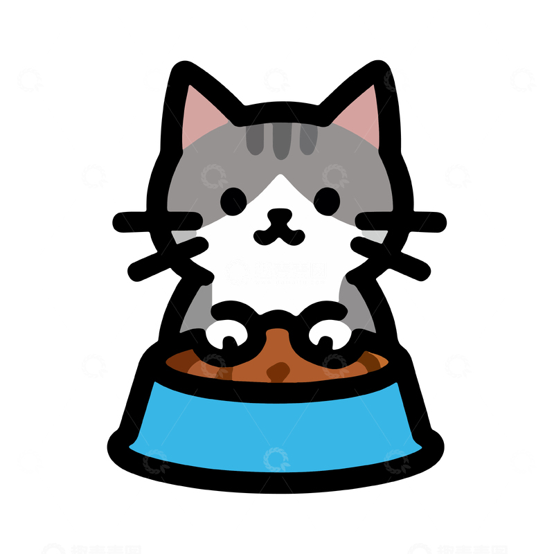 源文件下载【趣麦麦图】卡通猫咪吃饭表情包