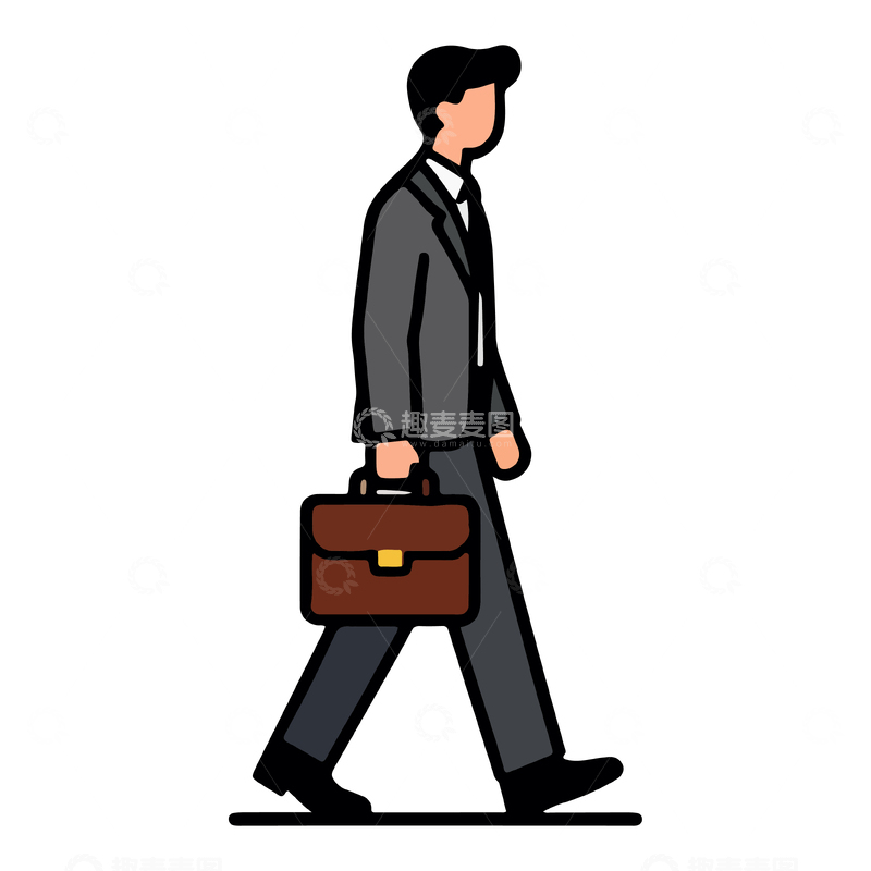 源文件下载【趣麦麦图】简约商务男士行走矢量图