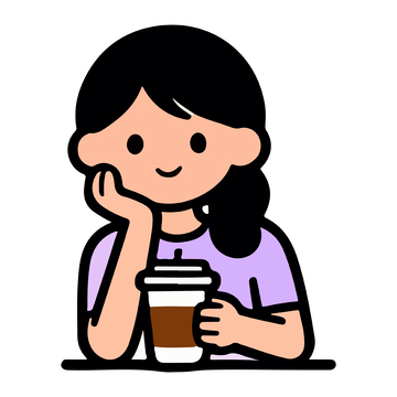 卡通女性品咖啡简笔画