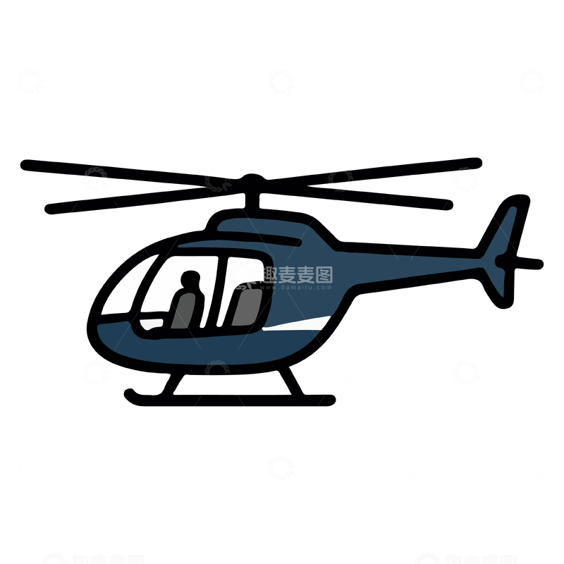 源文件下载【趣麦麦图】简约卡通直升机矢量图标