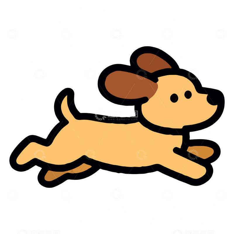 源文件下载【趣麦麦图】卡通狗狗奔跑简笔画矢量图