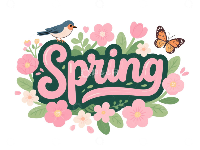 高清大图下载【趣麦麦图】春季花鸟插画设计素材