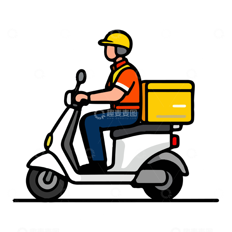 源文件下载【趣麦麦图】外卖员送餐卡通插图