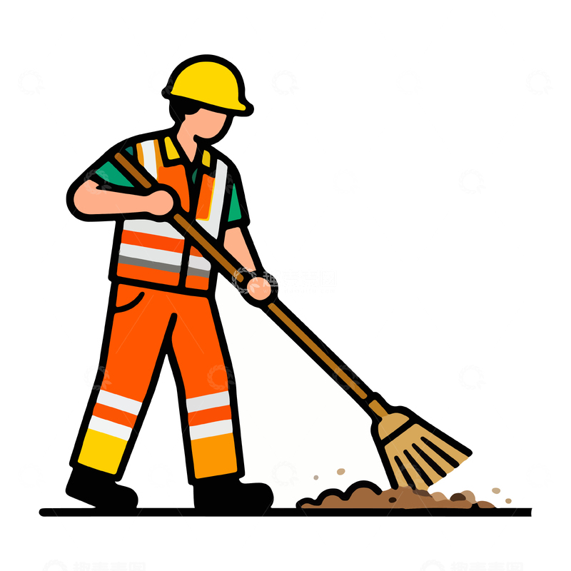 源文件下载【趣麦麦图】卡通工人清扫街道图