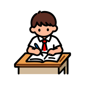 卡通学生学习场景简笔画