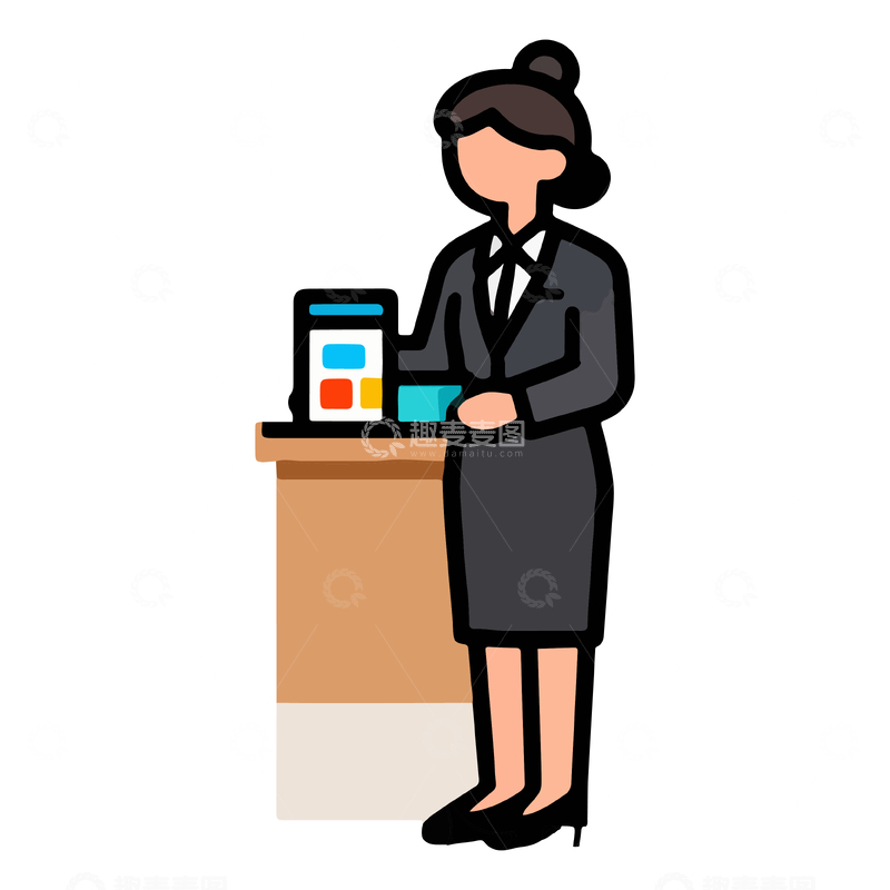 源文件下载【趣麦麦图】职业女性办公场景