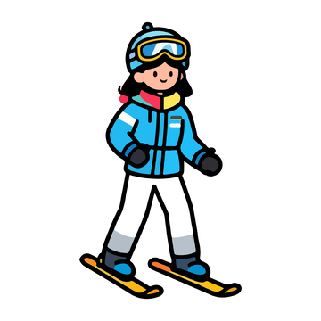 卡通滑雪女孩形象矢量插画