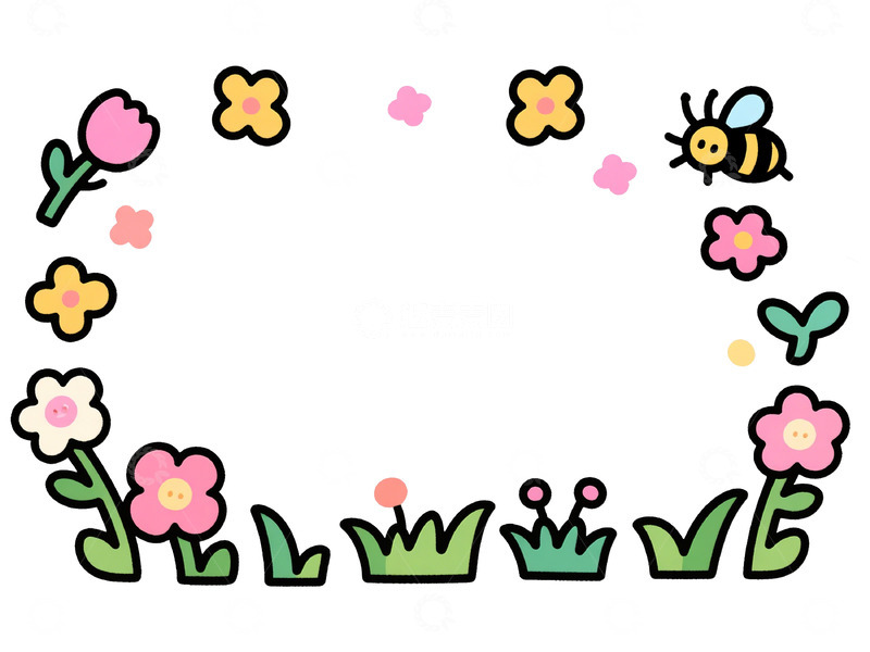 高清大图下载【趣麦麦图】卡通花草边框设计素材