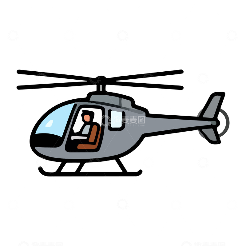 源文件下载【趣麦麦图】卡通风格直升机矢量插画