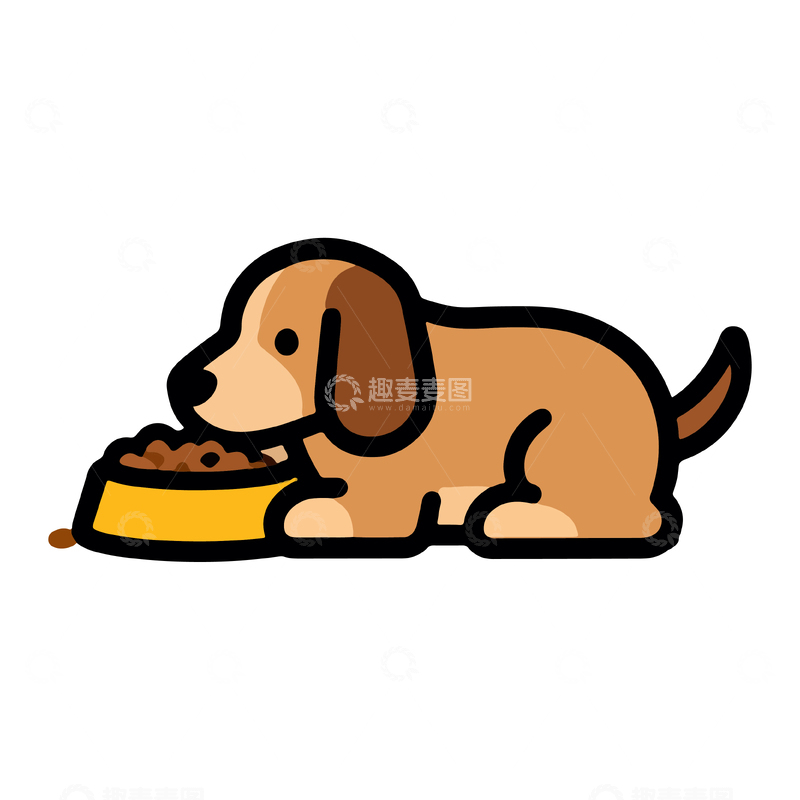 源文件下载【趣麦麦图】卡通狗吃狗粮图案设计元素