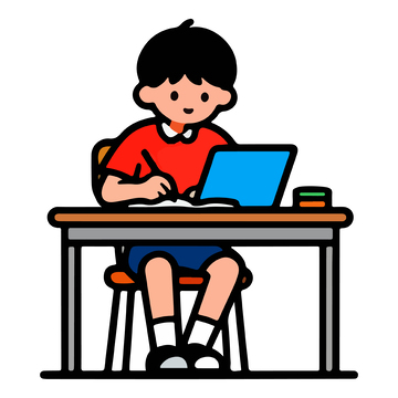 卡通风格学习场景插画