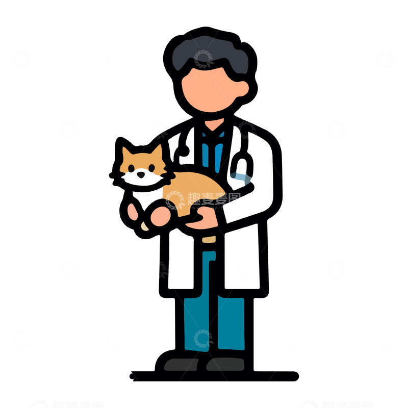 源文件下载【趣麦麦图】卡通兽医插画素材