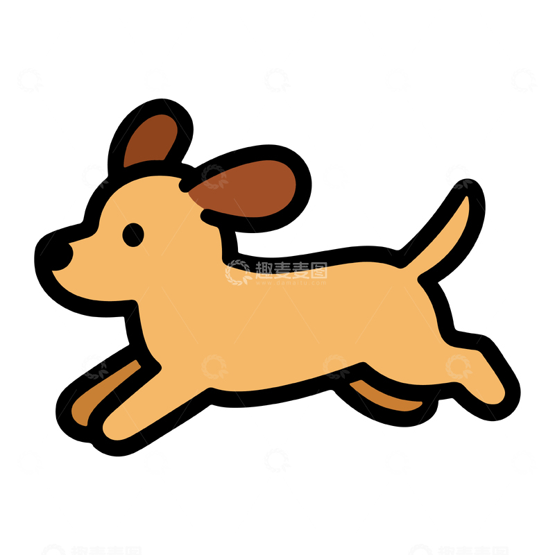 源文件下载【趣麦麦图】卡通狗狗奔跑简笔画矢量素材