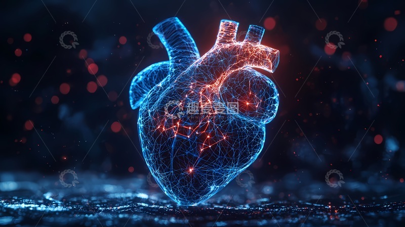高清大图下载【趣麦麦图】数字心脏科技感渲染图