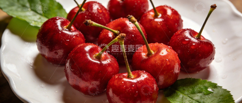 高清大图下载【趣麦麦图】新鲜樱桃盘装美食摄影