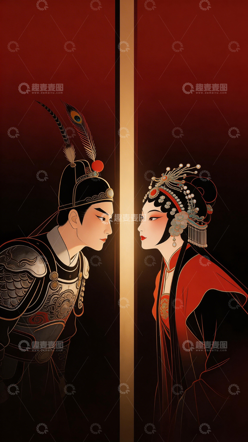 高清大图下载【趣麦麦图】古风戏曲人物插画设计素材