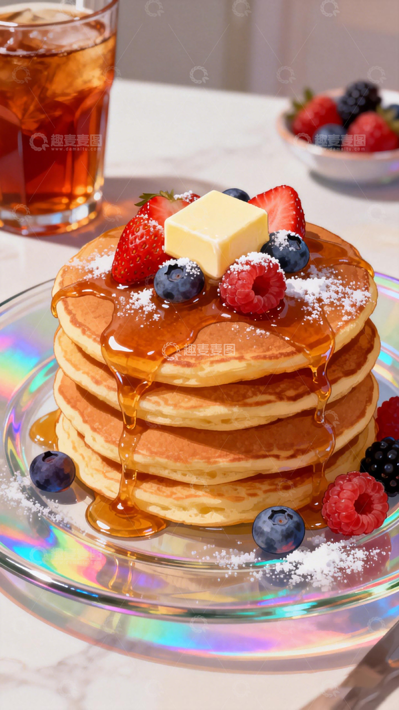 高清大图下载【趣麦麦图】美食摄影煎饼水果蜂蜜饮品