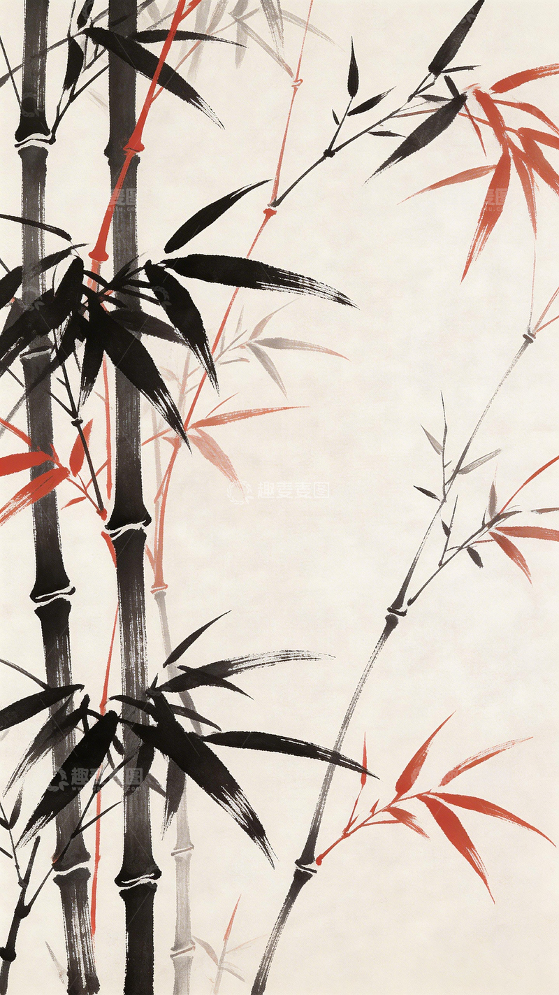 高清大图下载【趣麦麦图】水墨竹子中国画艺术画作