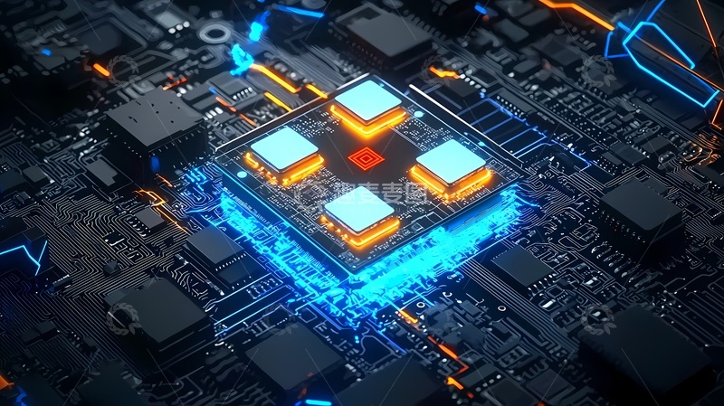 高清大图下载【趣麦麦图】科技芯片电路板3D渲染图