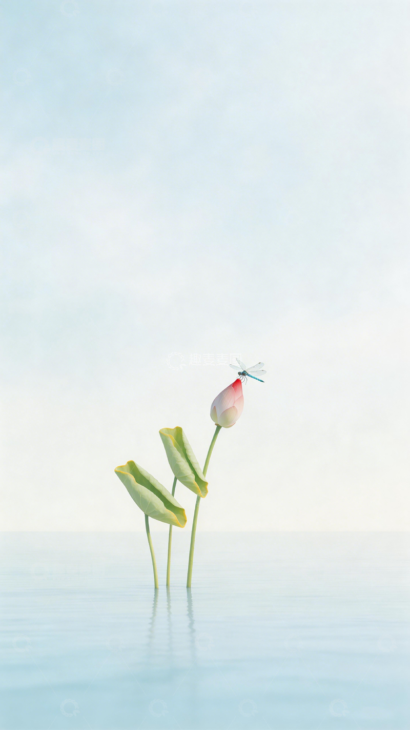 高清大图下载【趣麦麦图】禅意荷花蜻蜓摄影图片